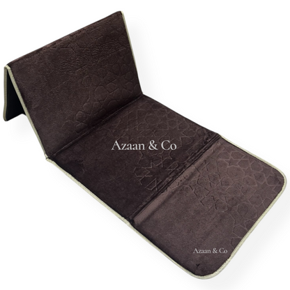 Folding Prayer Mat Janamaz Salah Rug 42x21 Inch Recline Backrest Padded Back Support with Seat Suitable for Outdoor Use Hajj Ummrah Travel Gift Ramadan Eid