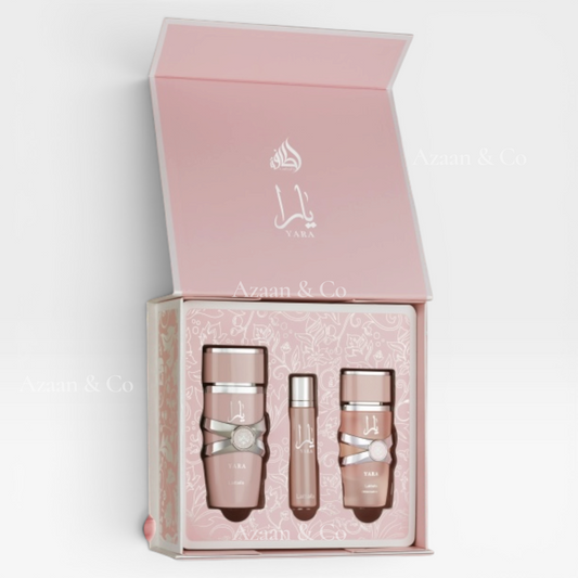 Yara Pink 3pc Gift Set 100ml EDP Spray, 12ml Travel Perfume & 50m Hair Mist