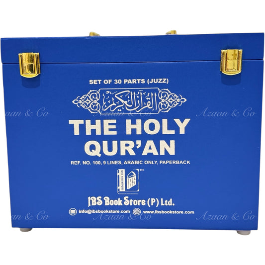 Holy Qur'an 30 Juz (Para) Box Set - Large Arabic Script – 9 Line Softcover (Blue)