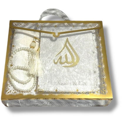 Travel Prayer Mat, Surah Book & Tasbeeh Gift Set