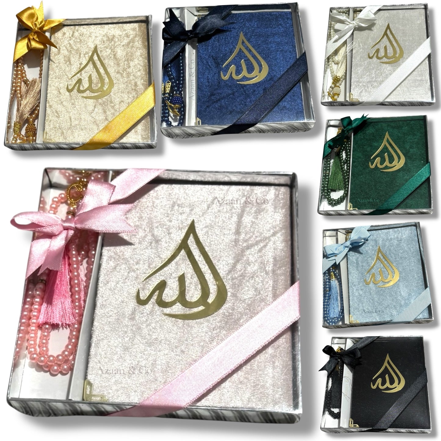 Surah Book & Tasbeeh Gift Set with Ribbon Islamic Prayer Gift Pack