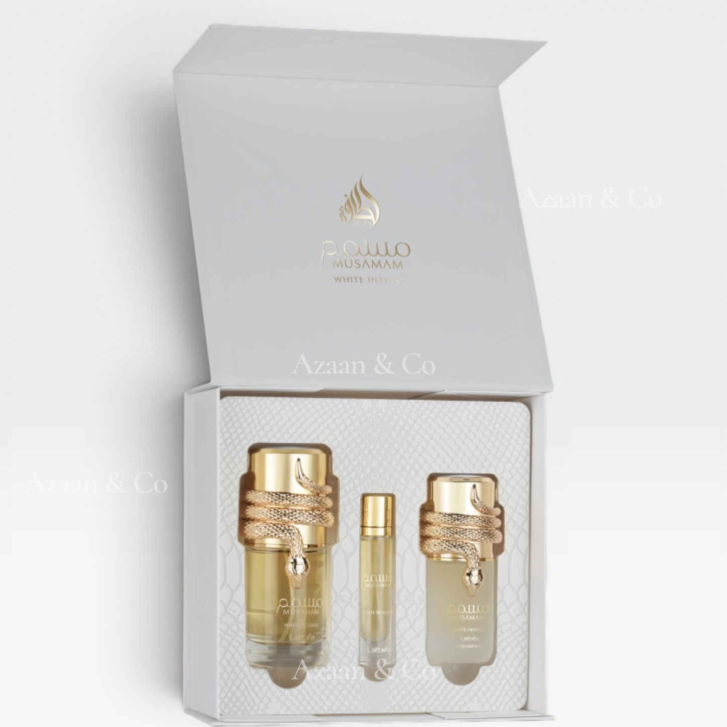 Musamam White Intense 3pc Gift Set 100ml EDP Spray, 12ml Travel Perfume & 50m Hair Mist
