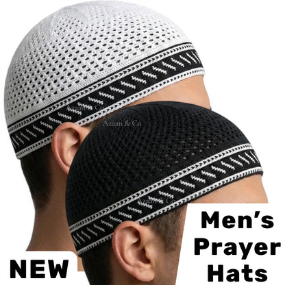 Men’s Prayer Hat Knitted Premium Quality Cotton Material Black White