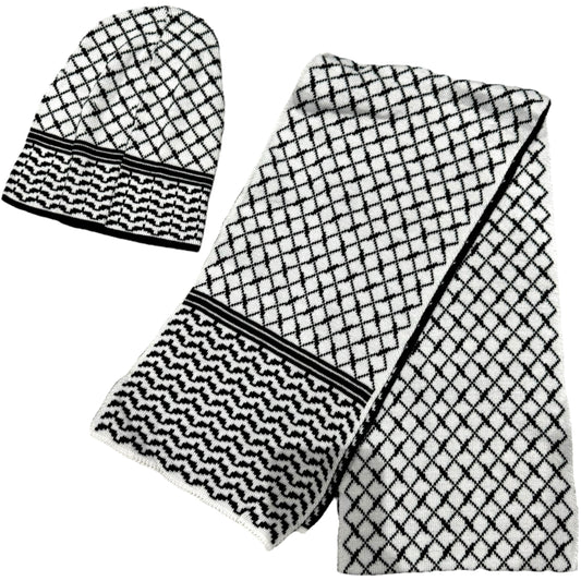 Black & White Keffiyeh Hat & Scarf Set