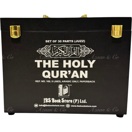 Holy Qur'an 30 Juz (Para) Box Set - Large Arabic Script – 9 Line Softcover (Black)