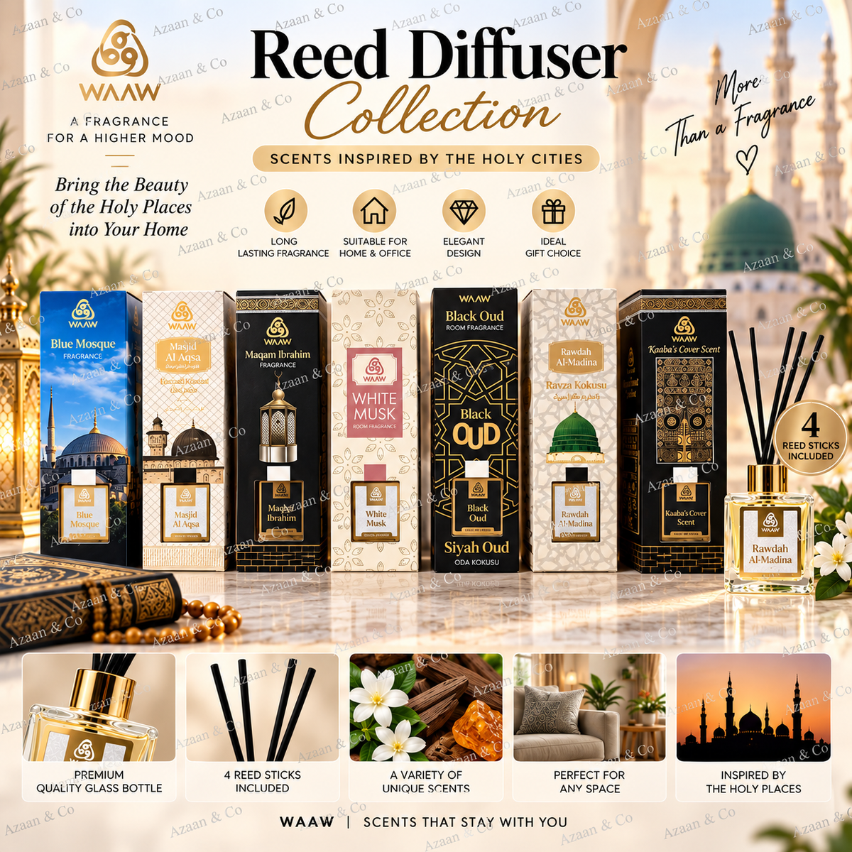 Reed Diffuser 100ml Turkish Mosque Inspired Home Fragrance Scent Collection