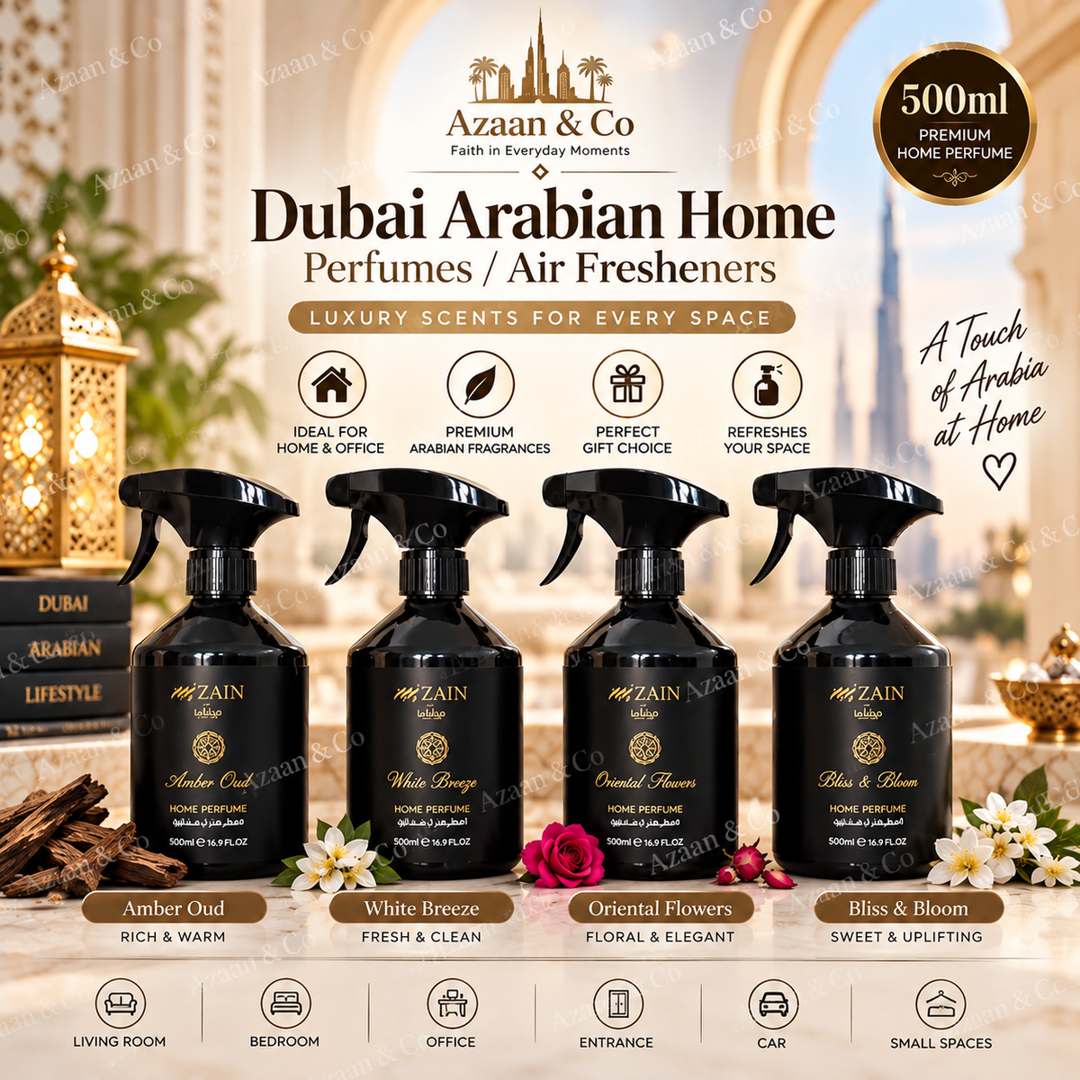 Zain by Masha’er 500ml Home Perfume Air Freshener Room Spray Arabic Fragrance
