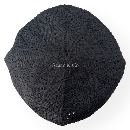Men’s Prayer Hat Knitted Premium Quality Cotton Material Black White