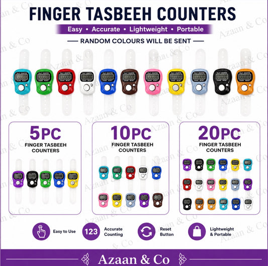 5/10/20PCS Digital Finger Tasbeeh Counter Ring, Electronic LCD Prayer & Tally Counter Clicker, Random Colours Sent