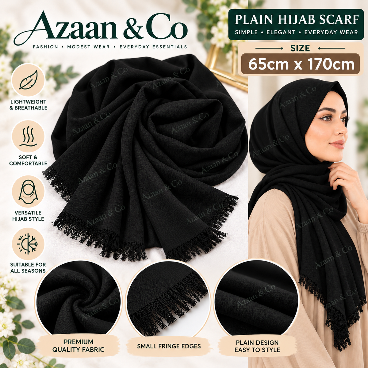 Plain Turkish Viscose Hijab Soft Lightweight Breathable Islamic Scarf Modest Wrap