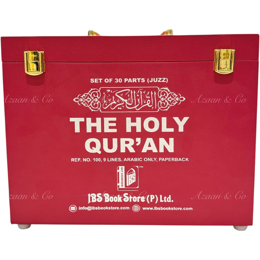 Holy Qur'an 30 Juz (Para) Box Set - Large Arabic Script – 9 Line Softcover (Red)