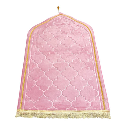 Soft Dome Shape Prayer Mat with Tassel Velvet Islamic Musalla Padded Salah Travel Prayer Rug