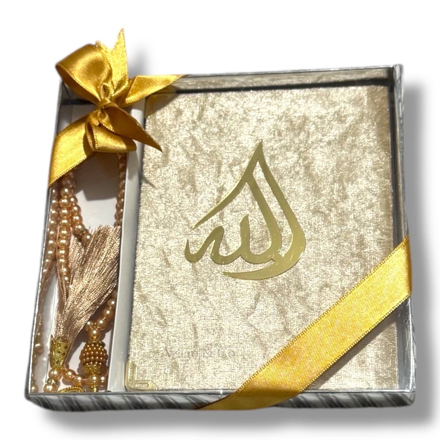 Surah Book & Tasbeeh Gift Set with Ribbon Islamic Prayer Gift Pack