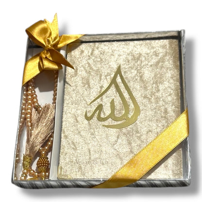 Surah Book & Tasbeeh Gift Set with Ribbon Islamic Prayer Gift Pack