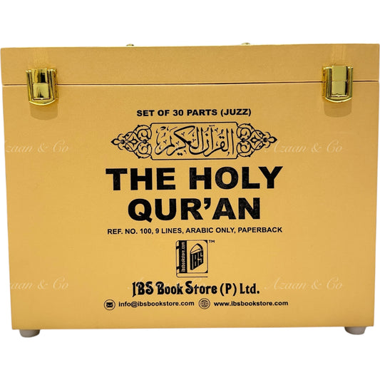 Holy Qur'an 30 Juz (Para) Box Set - Large Arabic Script – 9 Line Softcover (Gold)