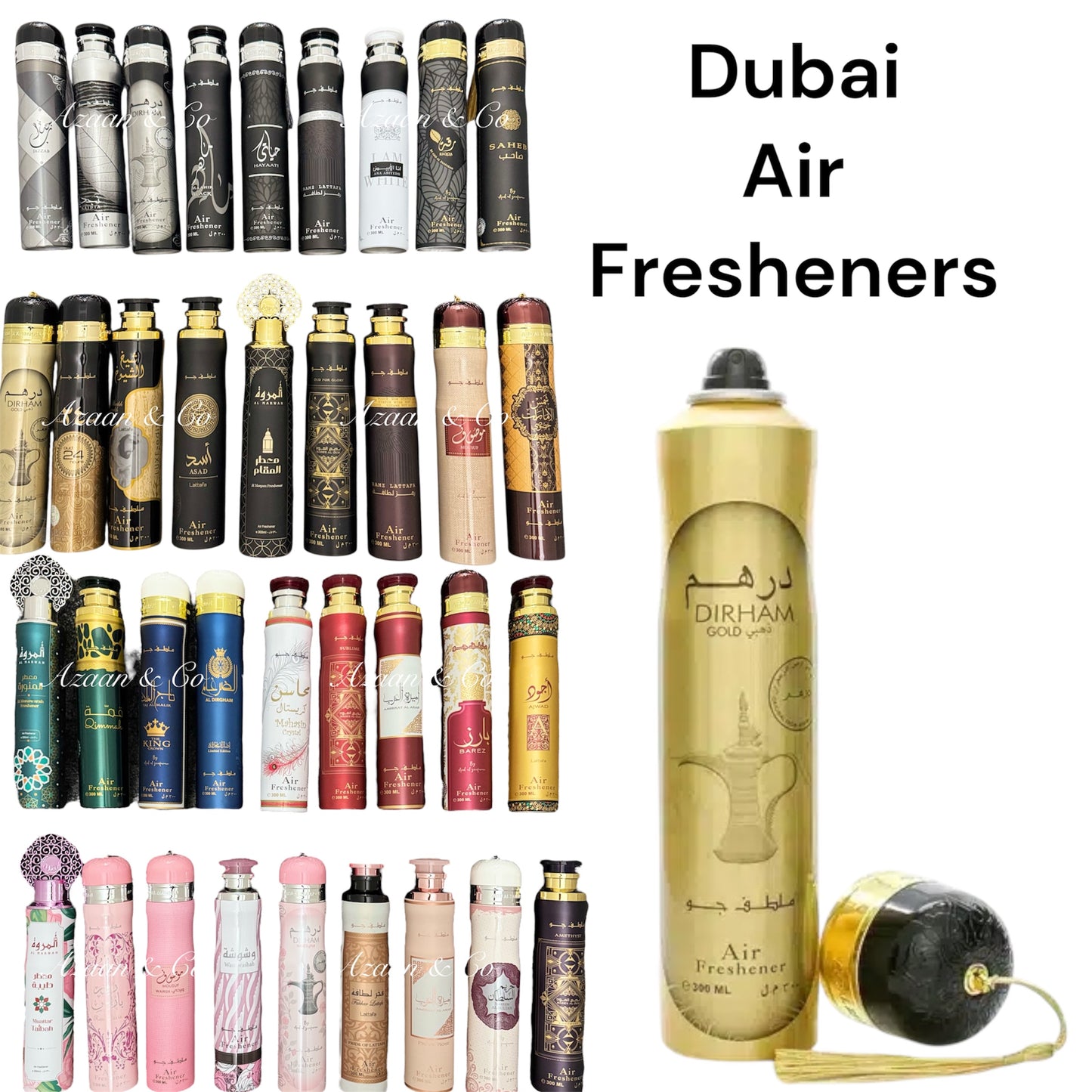 Dubai Air Fresheners Collection Oud Musk Vanilla Room & Car Spray Set Arabic Fragrance