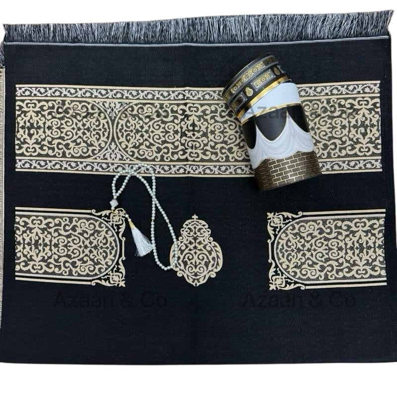 Kaaba Box Prayer Mat & Tasbeeh Gift Set (Kaaba Door)