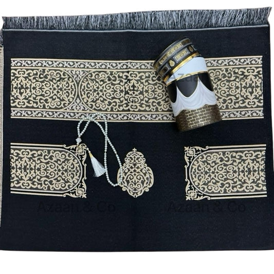 Kaaba Box Prayer Mat & Tasbeeh Gift Set (Kaaba Door)