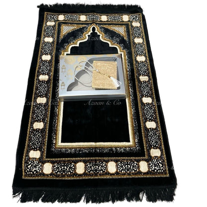 Soft Prayer Mat, Surah Book & Tasbeeh Gift Box 3 Piece Set