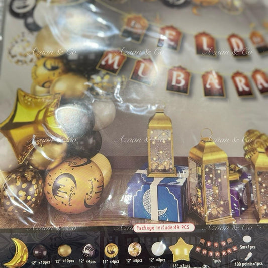 49pc Eid Mubarak Balloon & Banner Set