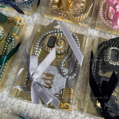 Mini Velvet Quran, Finger Counter & Pearl Tasbeeh Set
