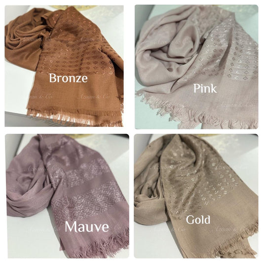 4x Turkish Cotton Modal Self Print Hijabs