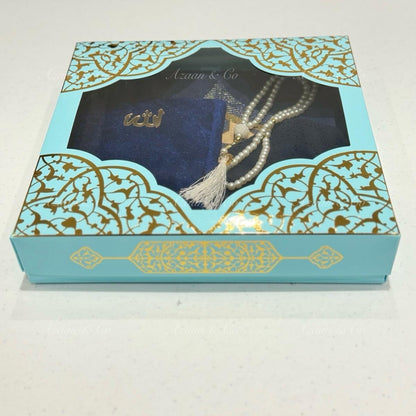 Surah Book, Prayer Mat, Tasbeeh & Skull Cap Set Box
